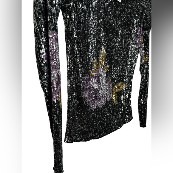 NEW Free People Gold Rush Sequin Top in Amethyst Combo Party Size XS - Picture 3 of 13